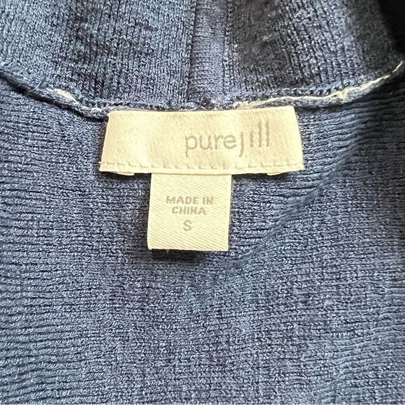Pure Jill J. Jill Artisanal Jacquard Open Front Cardigan Blue/White Small - Picture 6 of 9